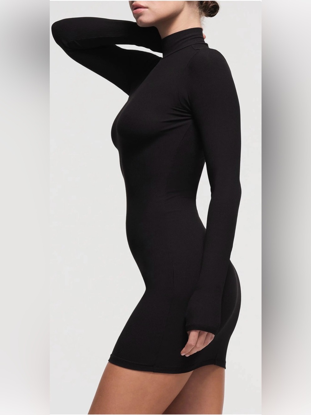 SKIMS Soft Lounge Mock Neck Long Sleeve Minidress Black Size L